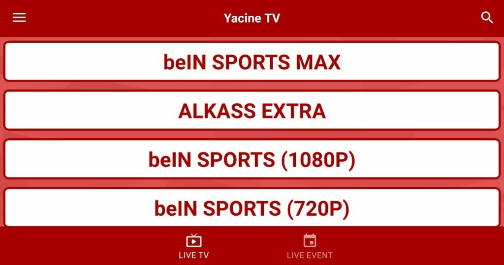 Fitur Yacine TV APK Mod